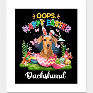 Bunny Dachshund Oops Happy Easter Eggs 2024, Easter Dog Posters and Art